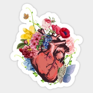 Floral Anatomical Heart with Butterflies Sticker